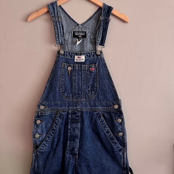 Vintage Polo Jeans Co Ralph Lauren Denim Carpenter Overalls 90s Size P Small - Picture 2 of 10